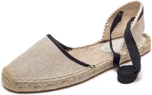 U-lite Women's Espadrille FLat Sandals Closed Toe Ankle Wrap,Classic Lace Up Summer Dressy Flat Shoes