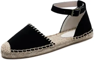 U-lite Women's Espadrille FLat Sandals Closed Toe Ankle Wrap,Classic Lace Up Summer Dressy Flat Shoes