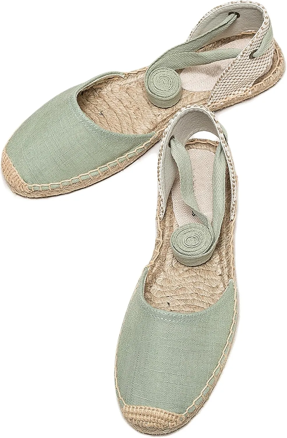 U-lite Women's Espadrille FLat Sandals Closed Toe Ankle Wrap,Classic Lace Up Summer Dressy Flat Shoes