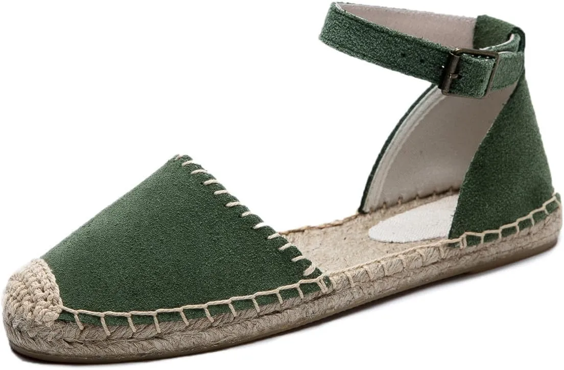 U-lite Women's Espadrille FLat Sandals Closed Toe Ankle Wrap,Classic Lace Up Summer Dressy Flat Shoes