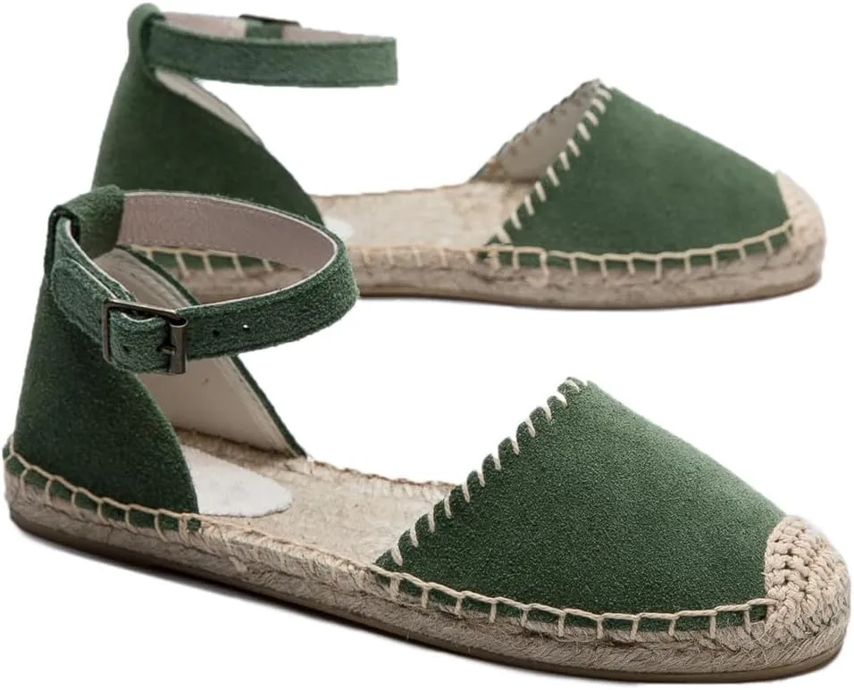 U-lite Women's Espadrille FLat Sandals Closed Toe Ankle Wrap,Classic Lace Up Summer Dressy Flat Shoes