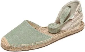 U-lite Women's Espadrille FLat Sandals Closed Toe Ankle Wrap,Classic Lace Up Summer Dressy Flat Shoes