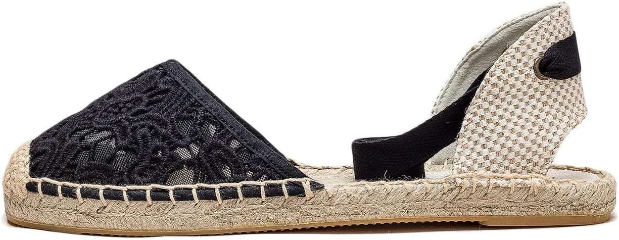 U-lite Women's Espadrille FLat Sandals Closed Toe Ankle Wrap,Classic Lace Up Summer Dressy Flat Shoes