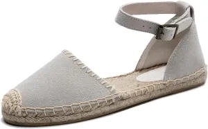 U-lite Women's Espadrille FLat Sandals Closed Toe Ankle Wrap,Classic Lace Up Summer Dressy Flat Shoes