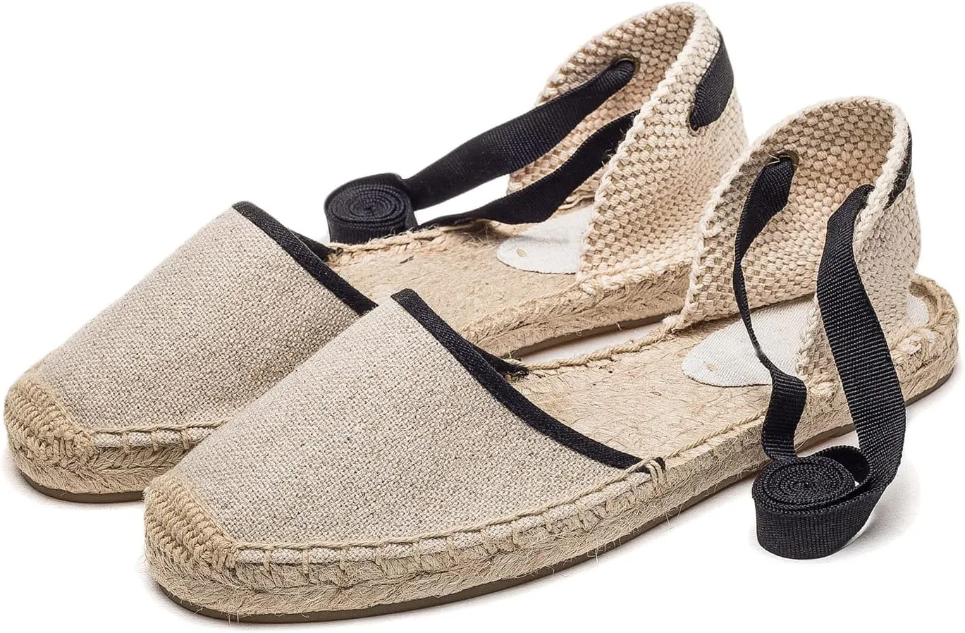 U-lite Women's Espadrille FLat Sandals Closed Toe Ankle Wrap,Classic Lace Up Summer Dressy Flat Shoes