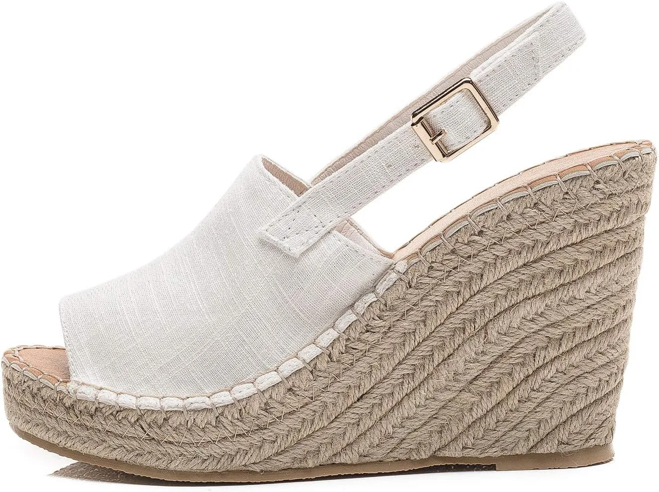 U-lite Women's Ladies Fashion Casual Peep Toe Espadrille Wedges Sandals Ankle Buckle High Platform Roman Shoes