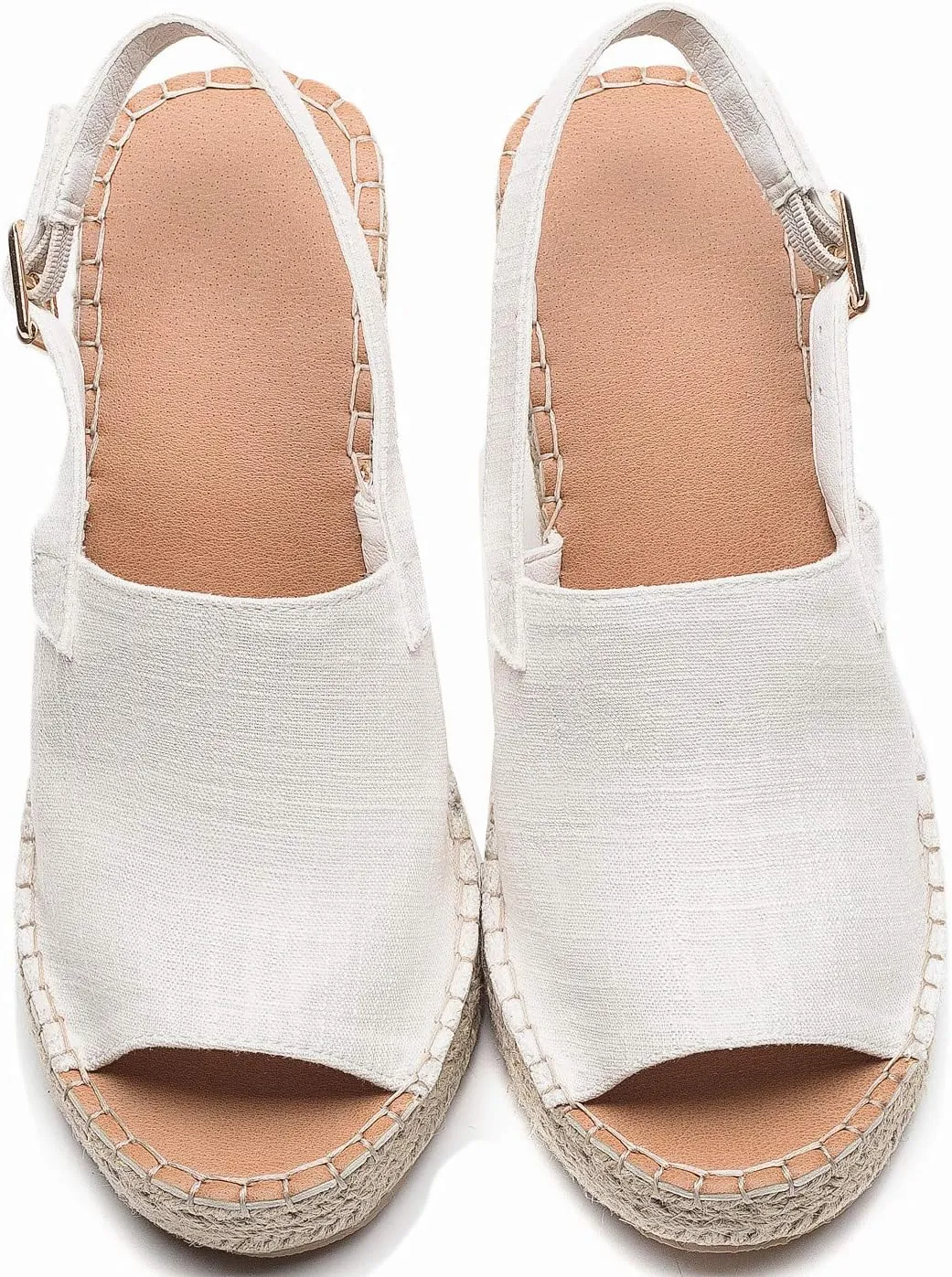 U-lite Women's Ladies Fashion Casual Peep Toe Espadrille Wedges Sandals Ankle Buckle High Platform Roman Shoes