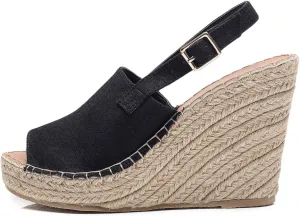 U-lite Women's Ladies Fashion Casual Peep Toe Espadrille Wedges Sandals Ankle Buckle High Platform Roman Shoes