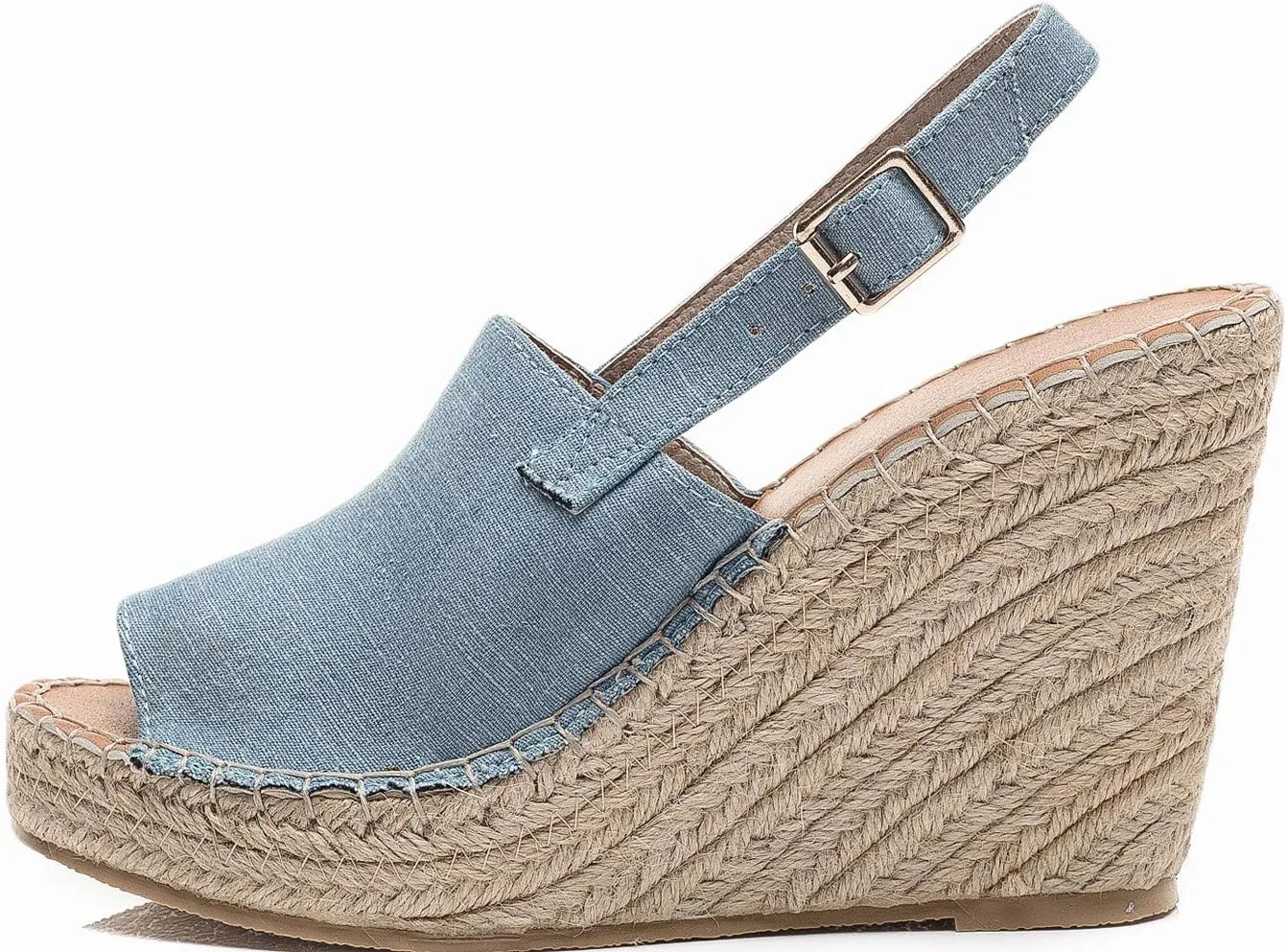 U-lite Women's Ladies Fashion Casual Peep Toe Espadrille Wedges Sandals Ankle Buckle High Platform Roman Shoes