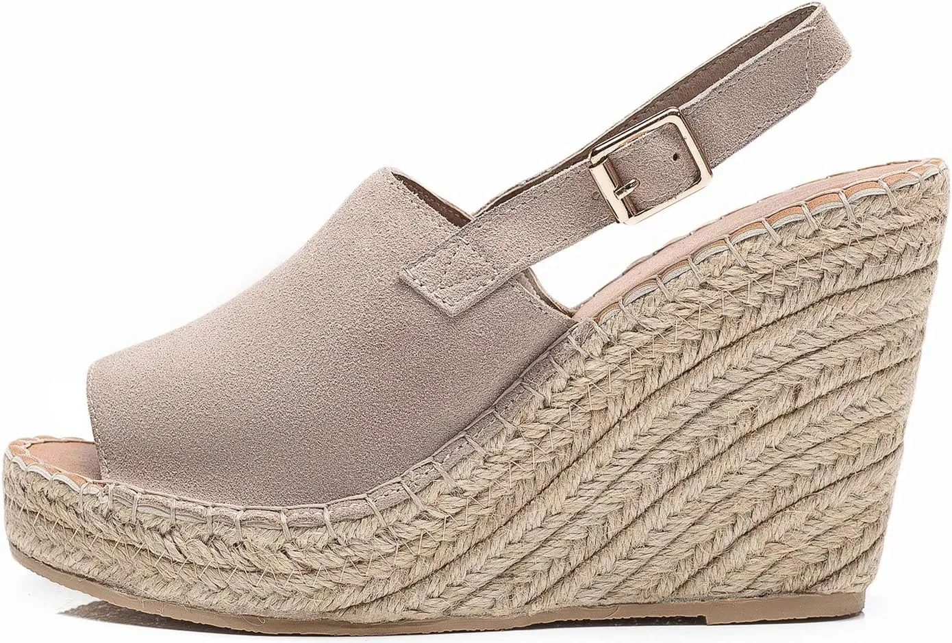 U-lite Women's Ladies Fashion Casual Peep Toe Espadrille Wedges Sandals Ankle Buckle High Platform Roman Shoes
