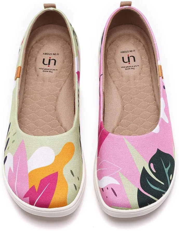 UIN Ballet Flats Shoes for Women Art Printed Wide Toe Casual Breathable Lightweight Slip On Women Loafers