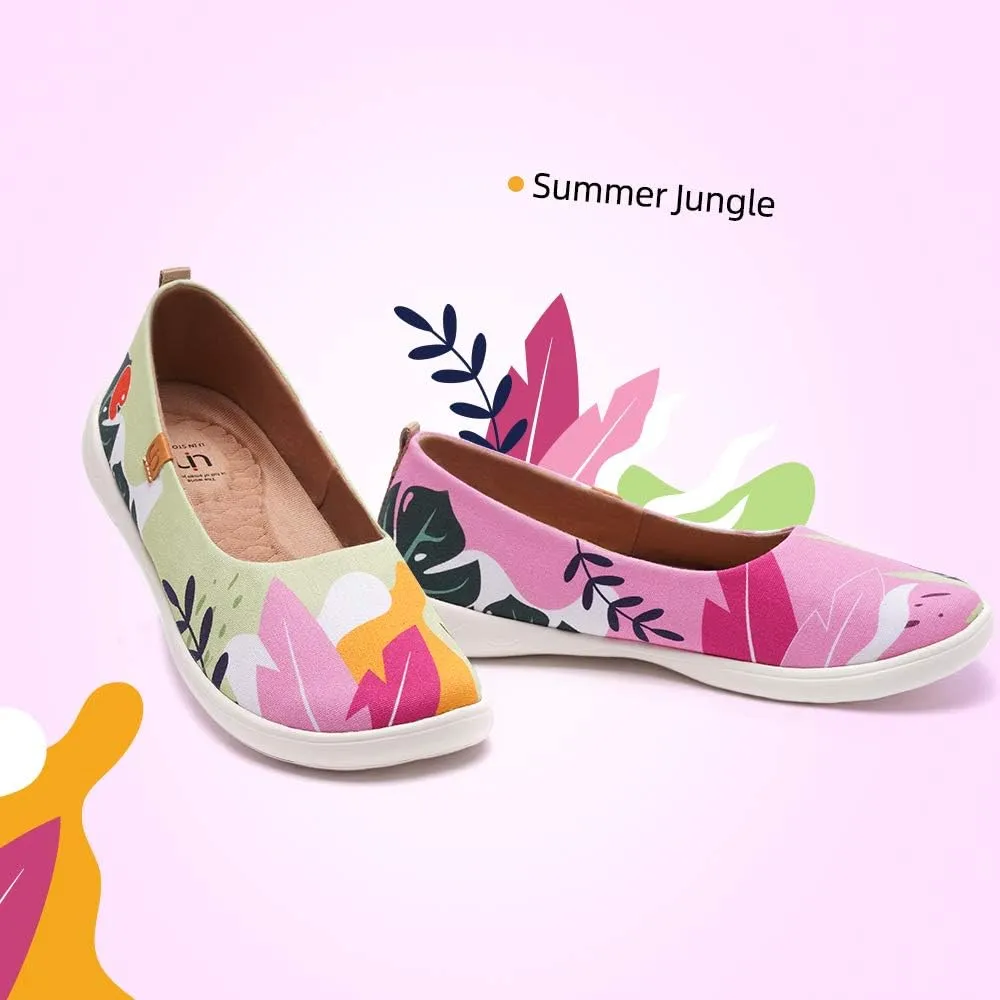 UIN Ballet Flats Shoes for Women Art Printed Wide Toe Casual Breathable Lightweight Slip On Women Loafers