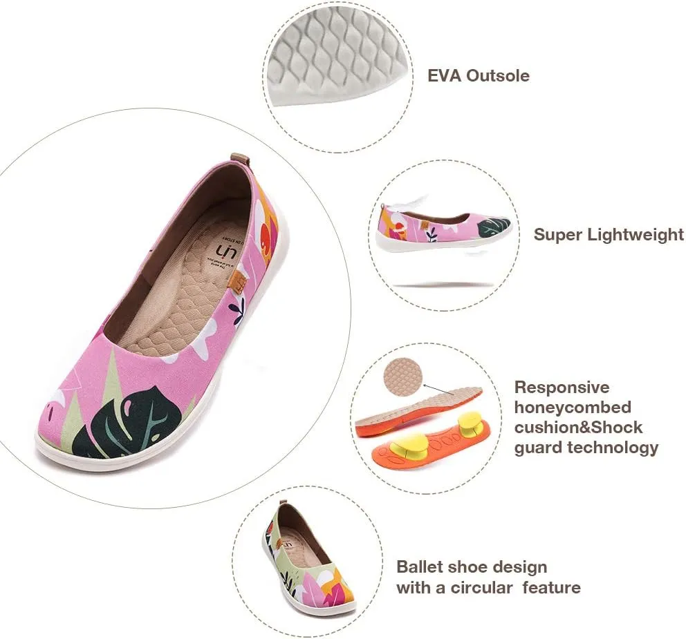 UIN Ballet Flats Shoes for Women Art Printed Wide Toe Casual Breathable Lightweight Slip On Women Loafers