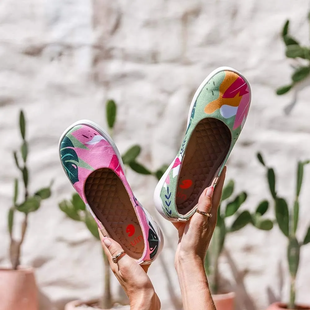 UIN Ballet Flats Shoes for Women Art Printed Wide Toe Casual Breathable Lightweight Slip On Women Loafers