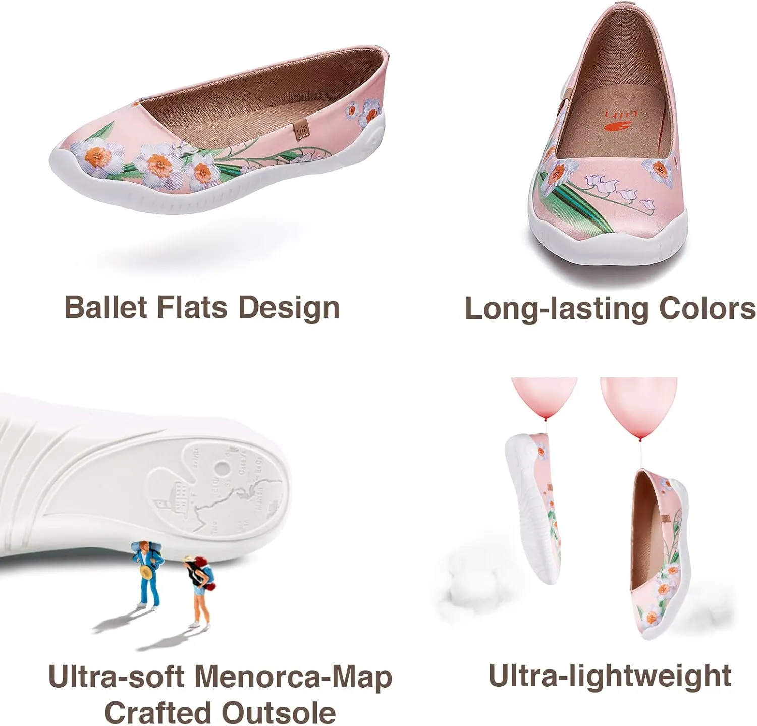 UIN Ballet Flats Shoes for Women Art Printed Wide Toe Casual Breathable Lightweight Slip On Women Loafers