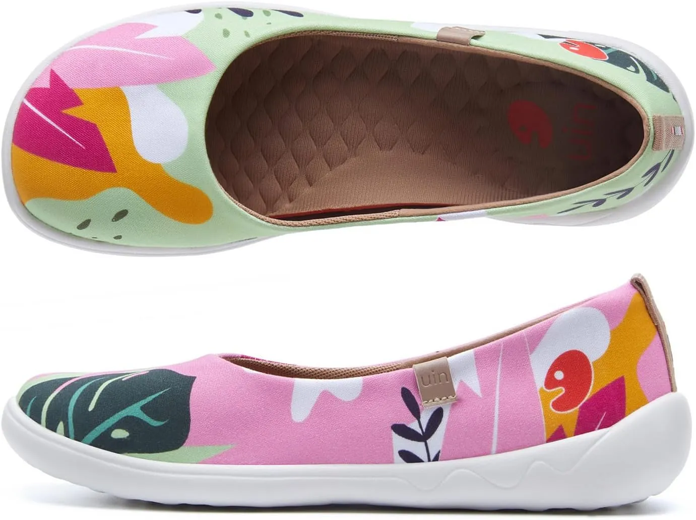 UIN Ballet Flats Shoes for Women Art Printed Wide Toe Casual Breathable Lightweight Slip On Women Loafers