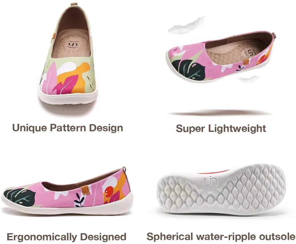 UIN Ballet Flats Shoes for Women Art Printed Wide Toe Casual Breathable Lightweight Slip On Women Loafers