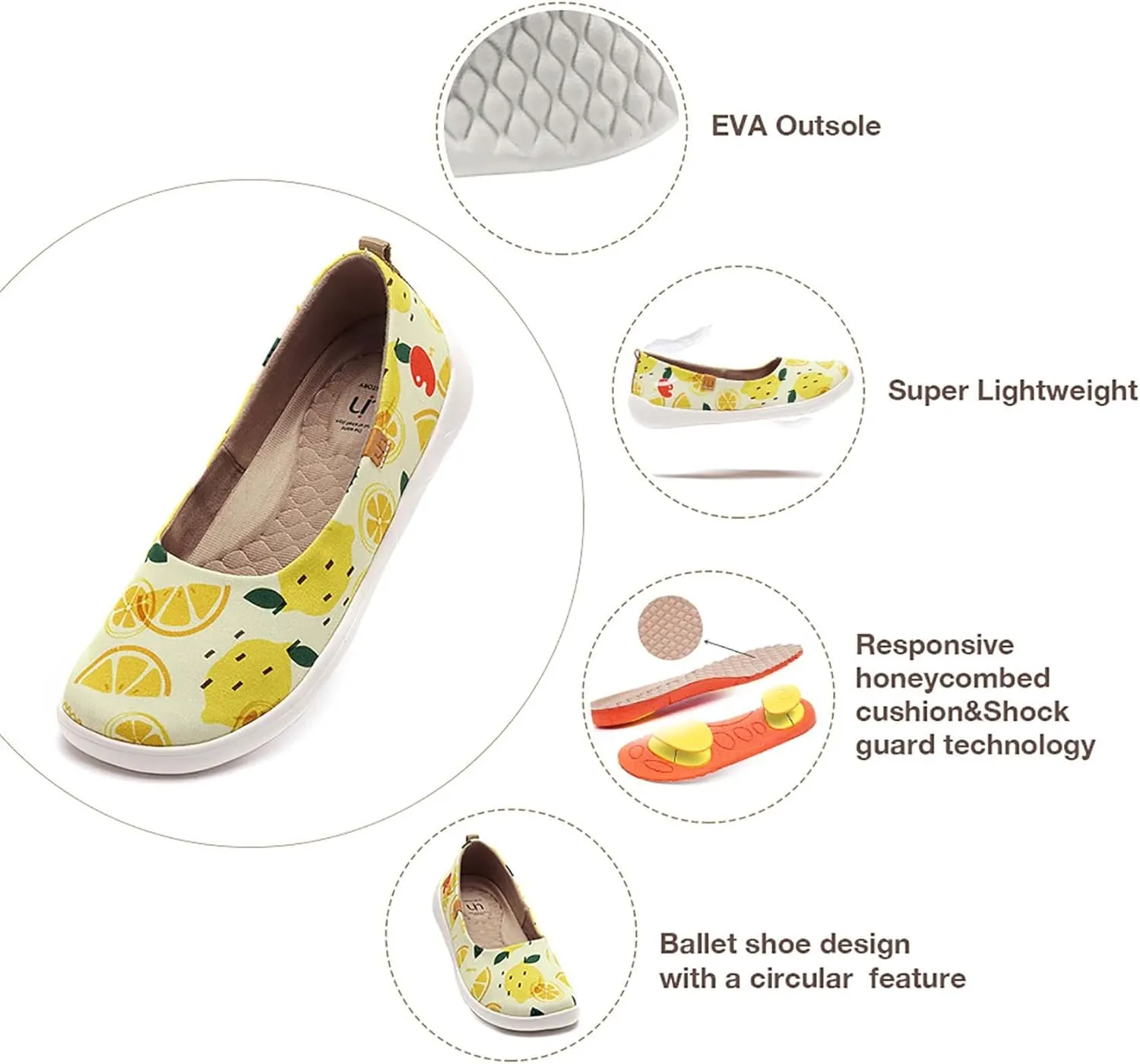 UIN Ballet Flats Shoes for Women Art Printed Wide Toe Casual Breathable Lightweight Slip On Women Loafers
