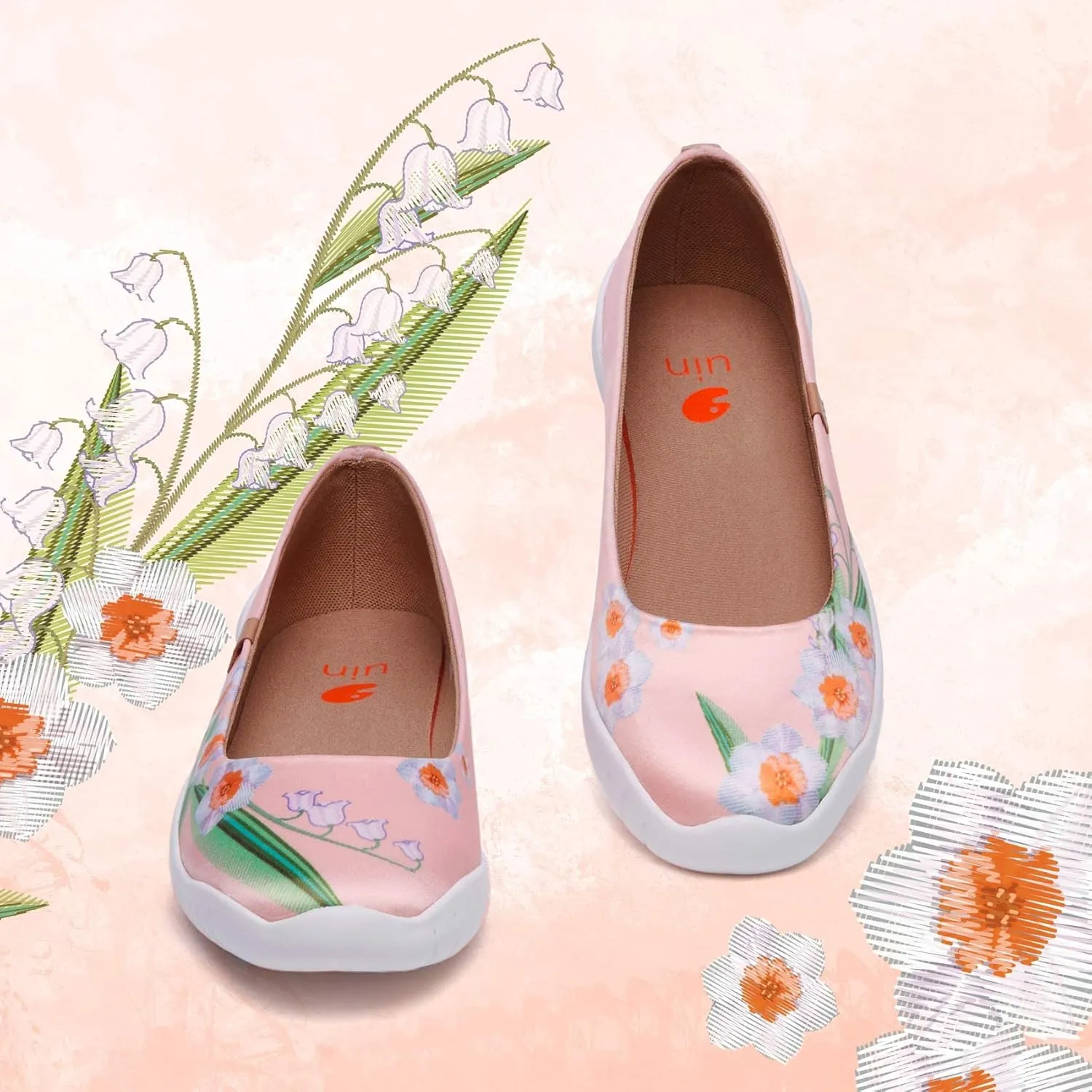 UIN Ballet Flats Shoes for Women Art Printed Wide Toe Casual Breathable Lightweight Slip On Women Loafers