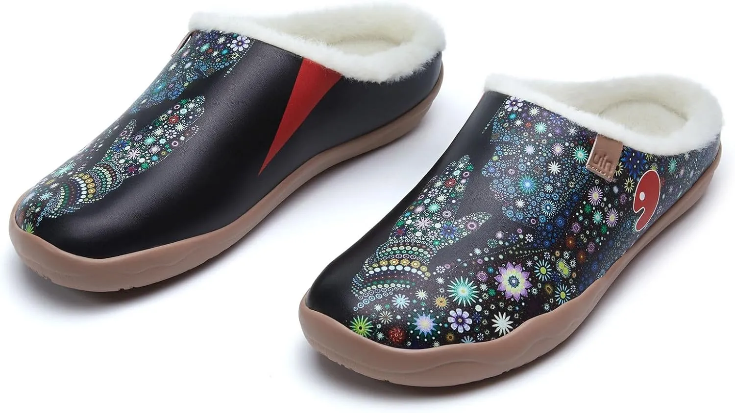 UIN Women's Mules Fashion Comfort Travel Art Painted Chunky Shoes Wide Toe Casual Household Slippers Slip On Loafers