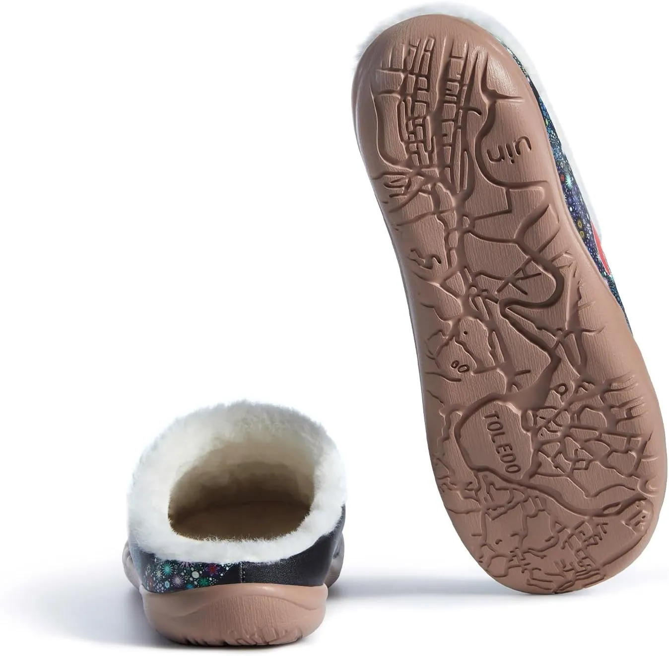 UIN Women's Mules Fashion Comfort Travel Art Painted Chunky Shoes Wide Toe Casual Household Slippers Slip On Loafers