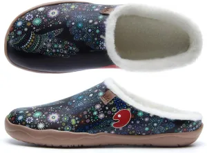 UIN Women's Mules Fashion Comfort Travel Art Painted Chunky Shoes Wide Toe Casual Household Slippers Slip On Loafers