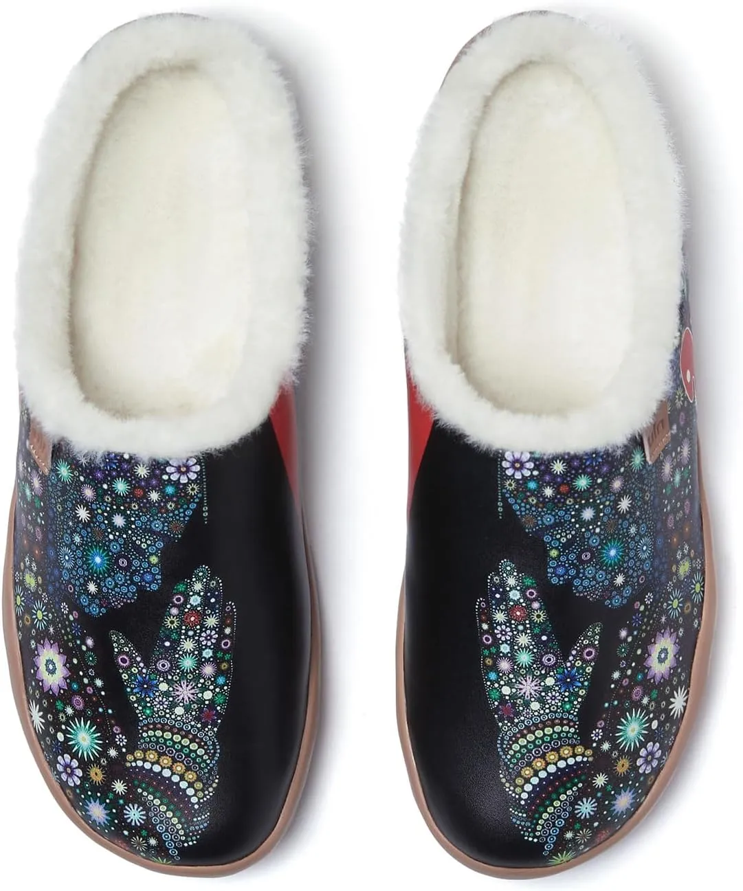 UIN Women's Mules Fashion Comfort Travel Art Painted Chunky Shoes Wide Toe Casual Household Slippers Slip On Loafers