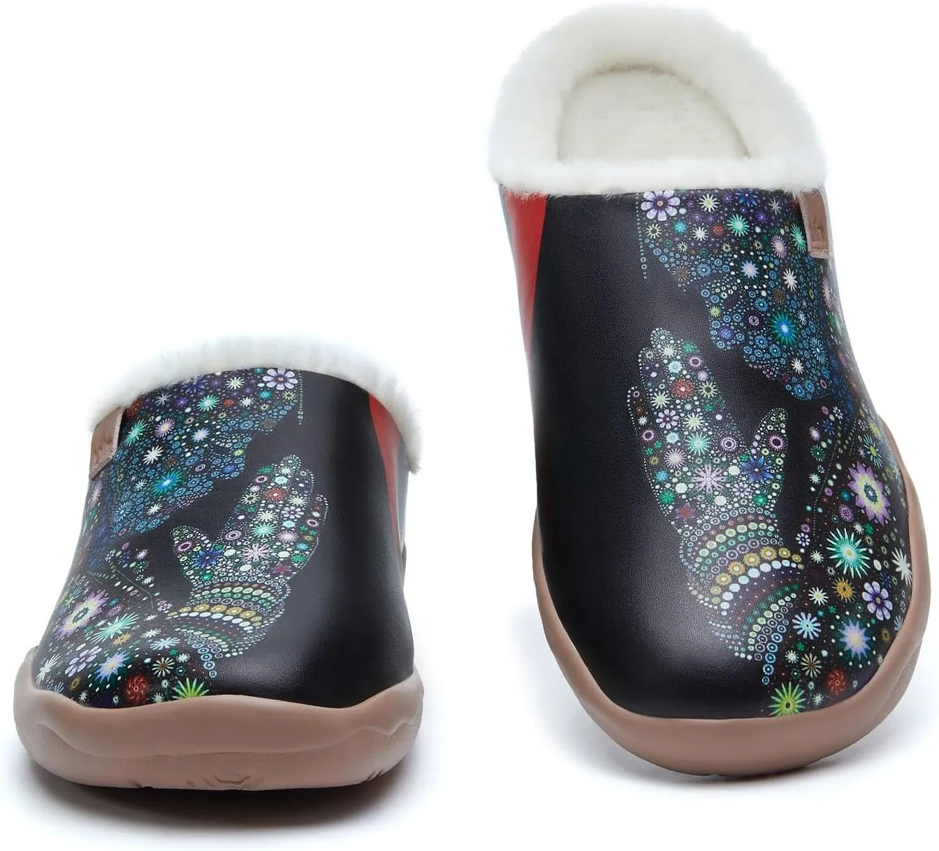 UIN Women's Mules Fashion Comfort Travel Art Painted Chunky Shoes Wide Toe Casual Household Slippers Slip On Loafers