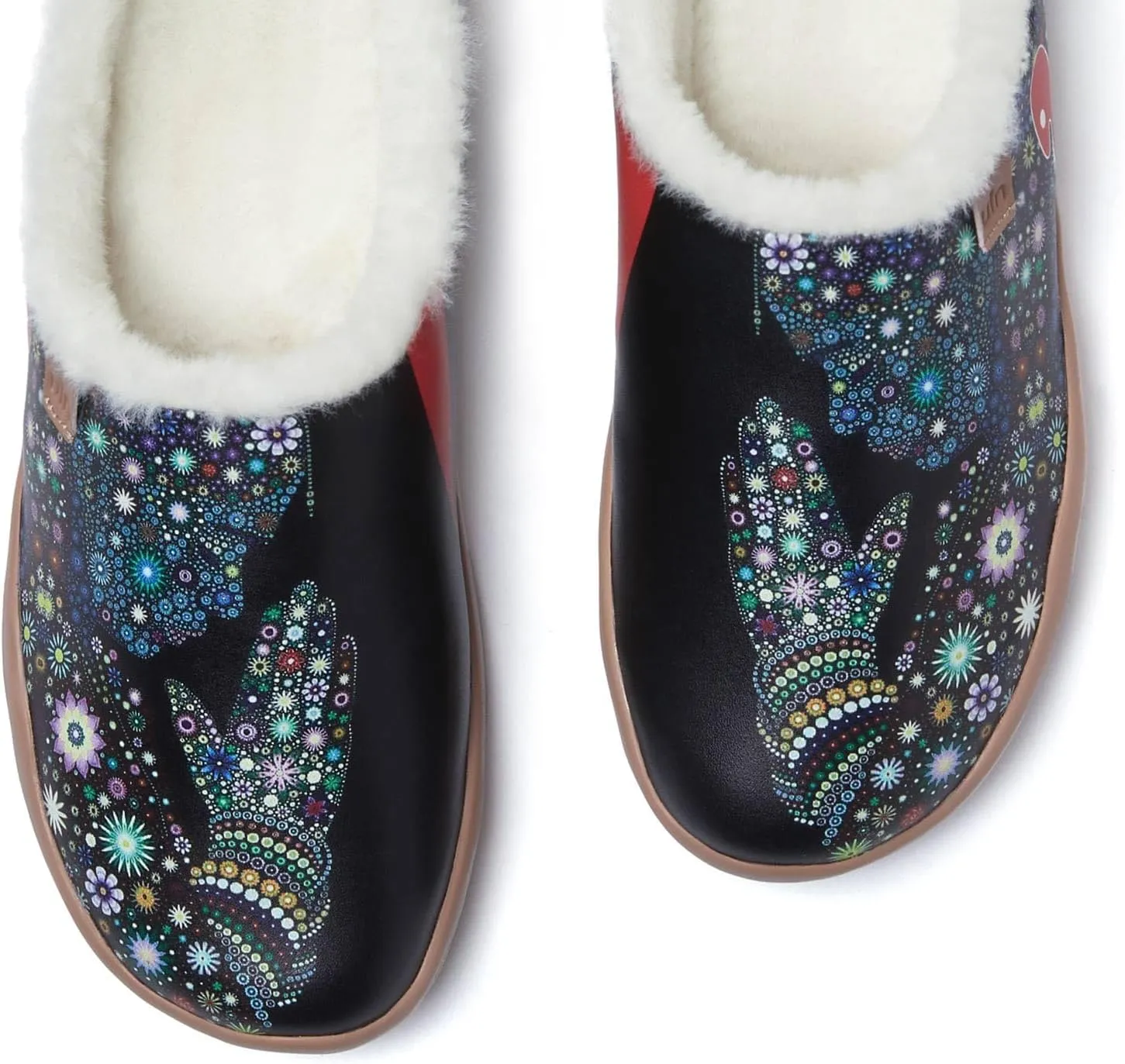 UIN Women's Mules Fashion Comfort Travel Art Painted Chunky Shoes Wide Toe Casual Household Slippers Slip On Loafers