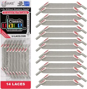uLace Classic No-Tie Shoelaces - Elastic Shoe Laces for Sneakers | Stretchy, Elastic Laces | Easy Installation - 14 Laces