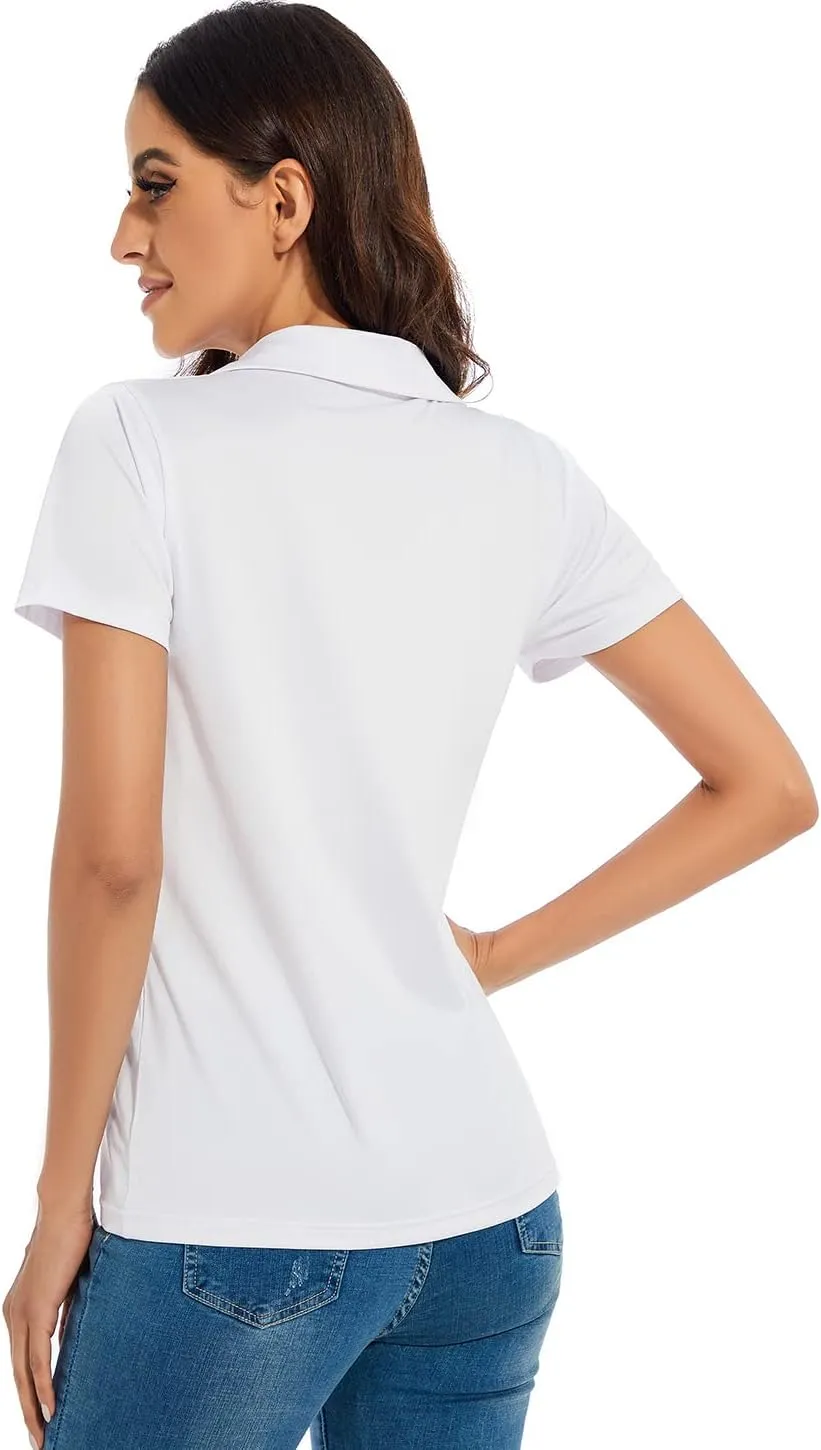 Ullnoy Women's Dry-fit Golf Polo Shirts Short Sleeve Shirts for Women V Neck Moisture Wicking Sports Tops Collar 1-3 Pack