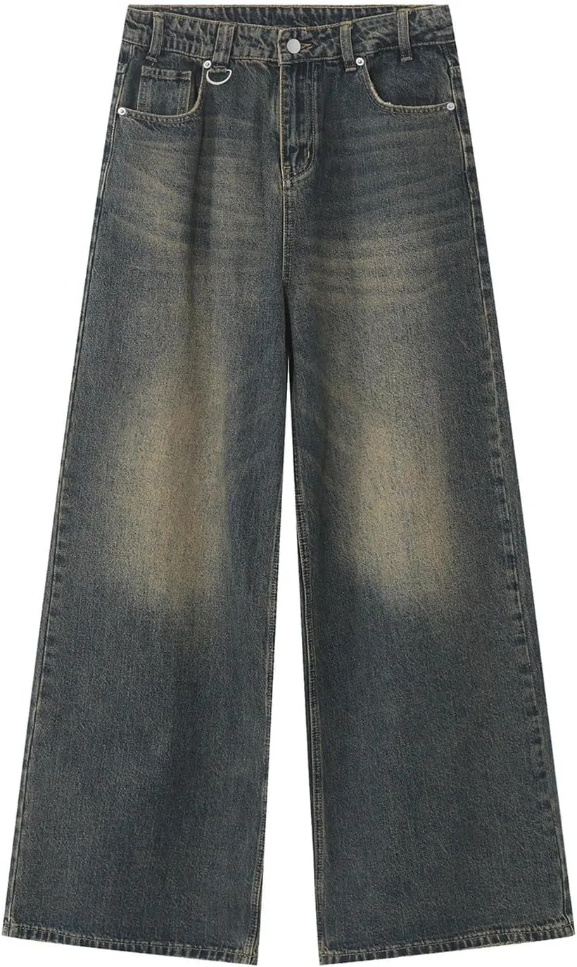 Unisex Y2K Baggy Jeans Hip Hop Skater Jeans Vintage Dance Skateboard Pants Loose Fit Denim Jeans