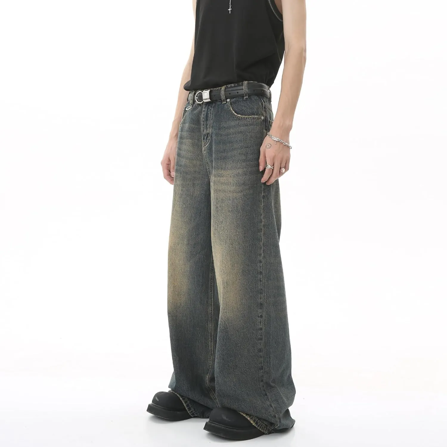 Unisex Y2K Baggy Jeans Hip Hop Skater Jeans Vintage Dance Skateboard Pants Loose Fit Denim Jeans