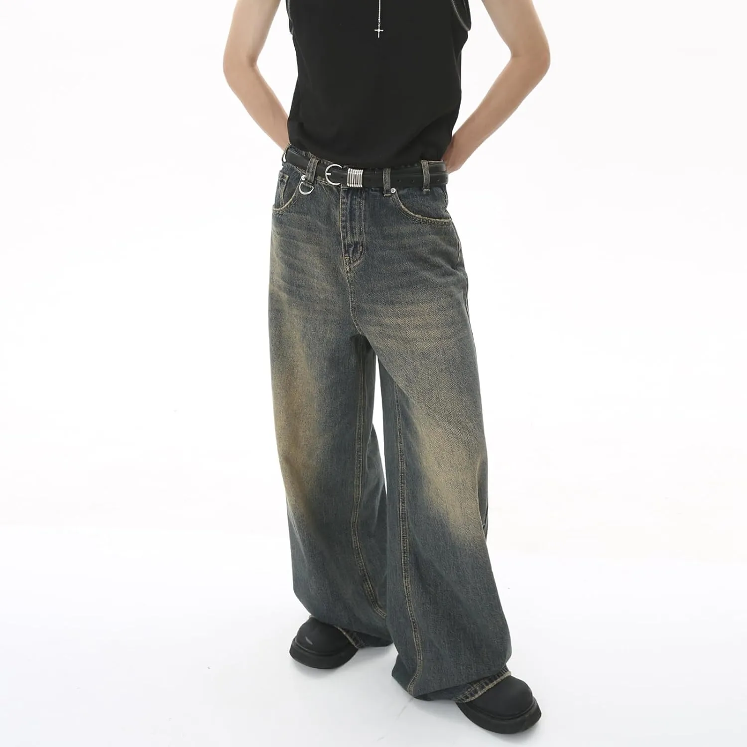 Unisex Y2K Baggy Jeans Hip Hop Skater Jeans Vintage Dance Skateboard Pants Loose Fit Denim Jeans