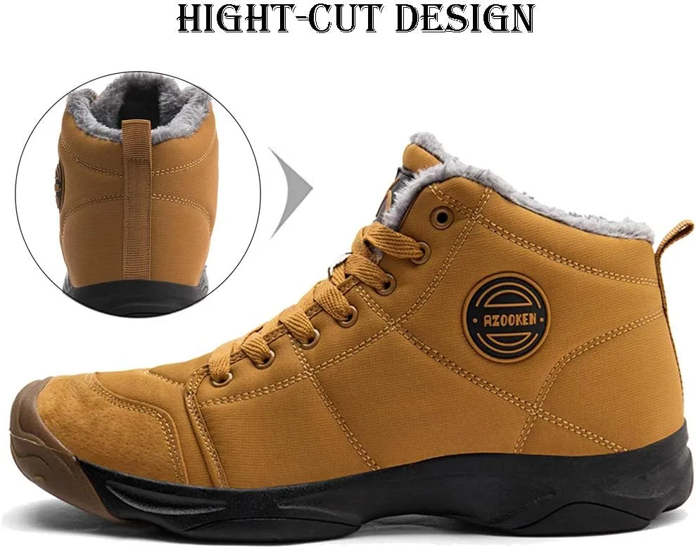 UPSOLO Mens Winter Trekking Snow Boots Water Resistant Shoes Anti-Slip Fully Fur Lined Casual Lightweight Hiking Boot