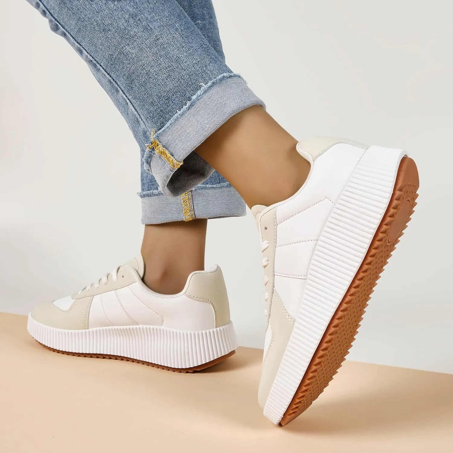 UUBARIS Women's Chunky Platform Fashion Sneakers Dressy Casual Walking Shoes Comfort Tennis Shoes