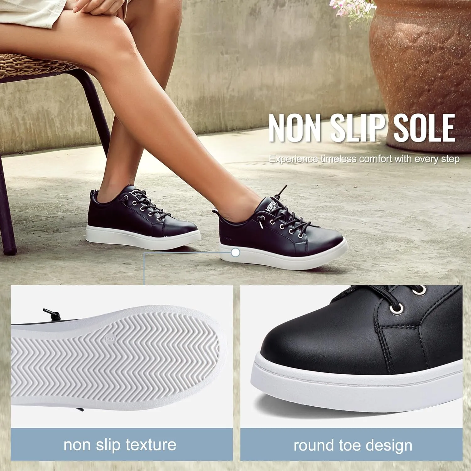 Vepose Women's Walking Casual Sneakers, Dressy Arch Support Comfortable Low Top Tennis Lace up 8003 Shoes