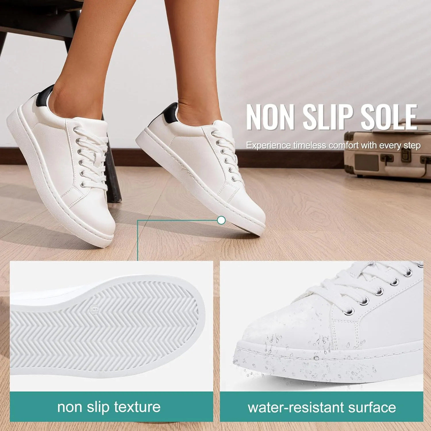 Vepose Women's Walking Casual Sneakers, Dressy Arch Support Comfortable Low Top Tennis Lace up 8003 Shoes