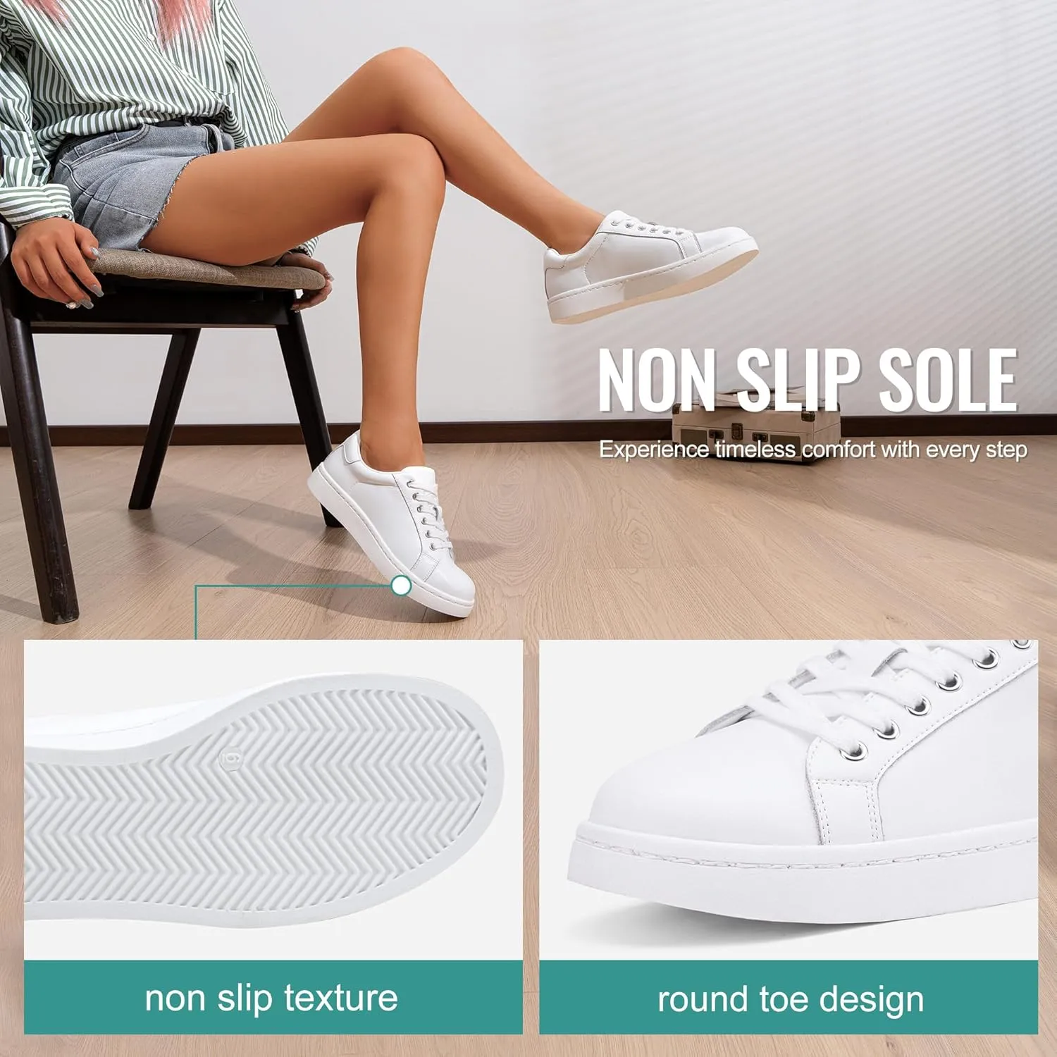 Vepose Women's Walking Casual Sneakers, Dressy Arch Support Comfortable Low Top Tennis Lace up 8003 Shoes