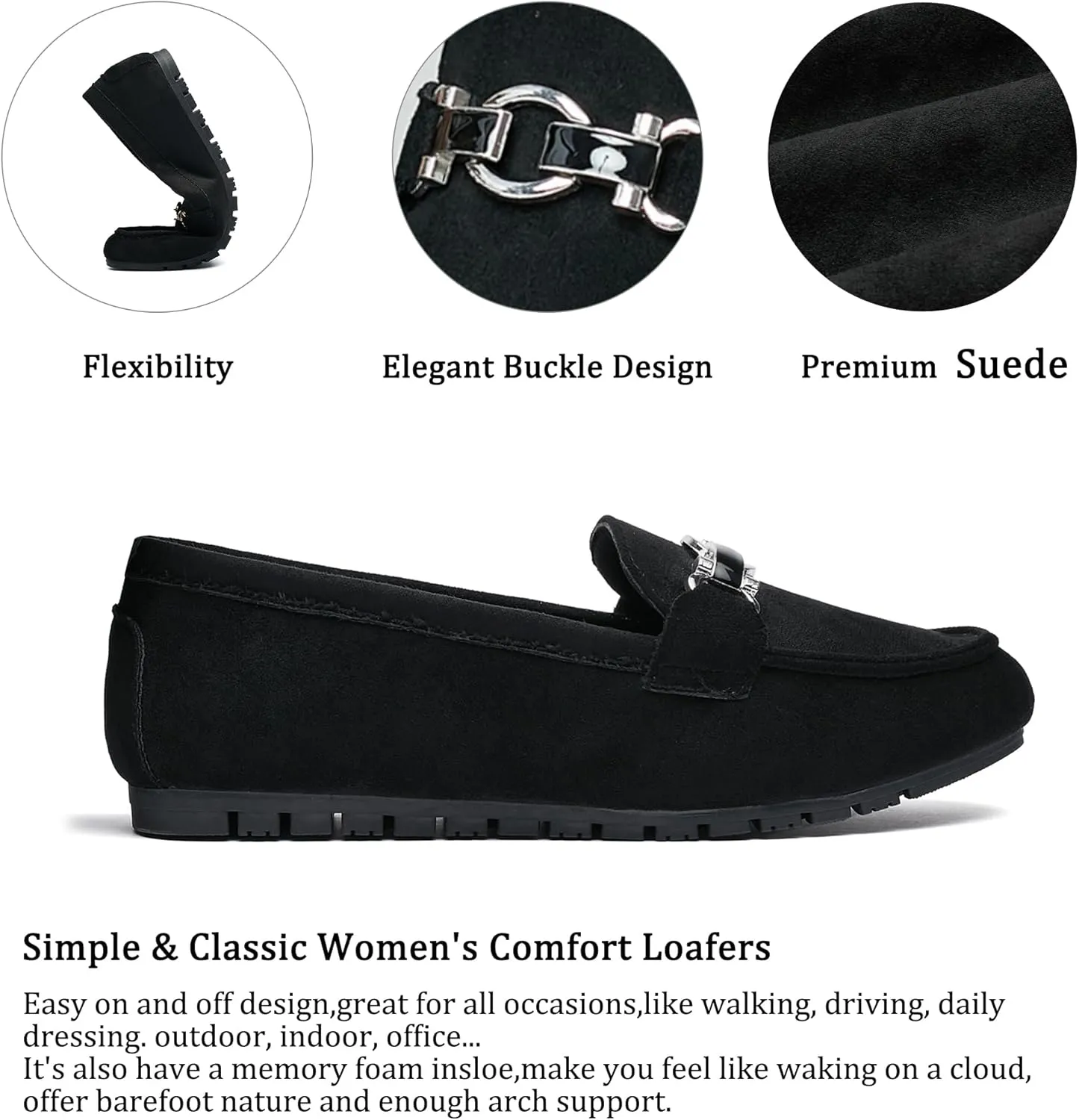 VERDASCO Women's Loafers Comfort Slip-Ons Flat Work Shoes Casual Moccasins Penny Loafers Lady Dress Shoes