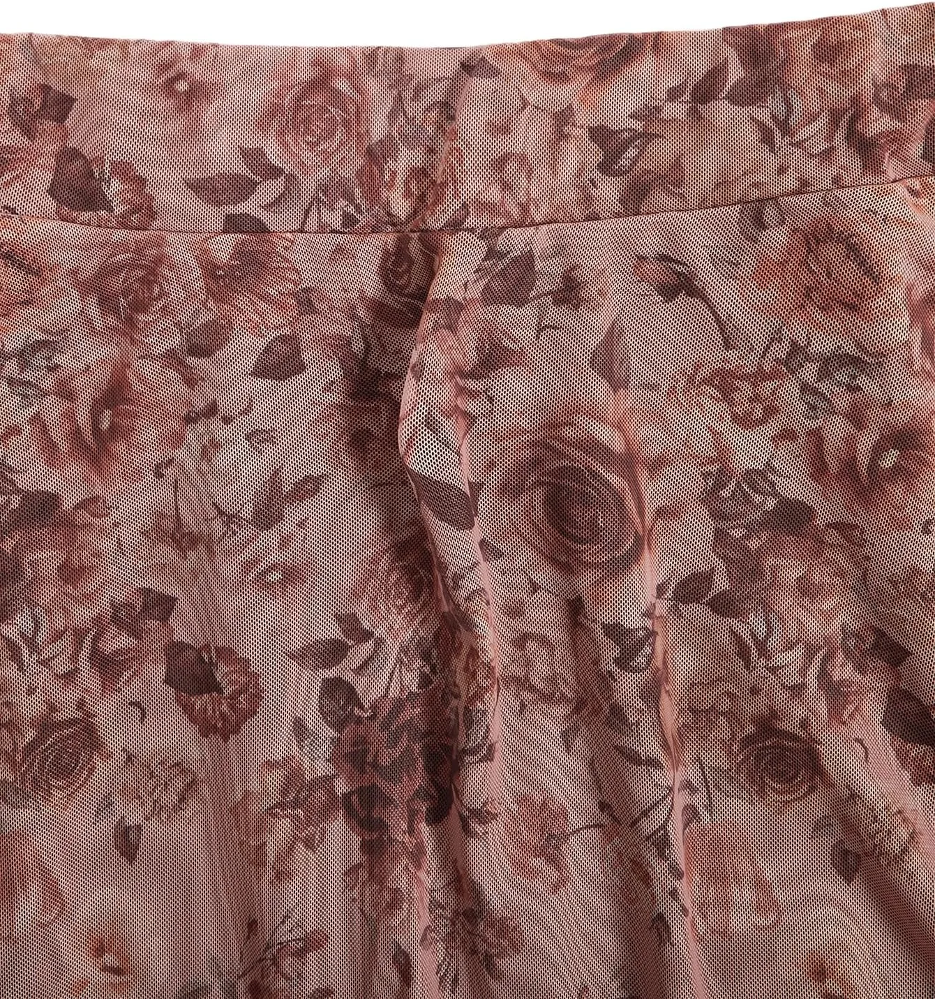 Verdusa Women's Floral Print Y2k Mesh High Waist A Line Fishtail Flowy Long Skirt