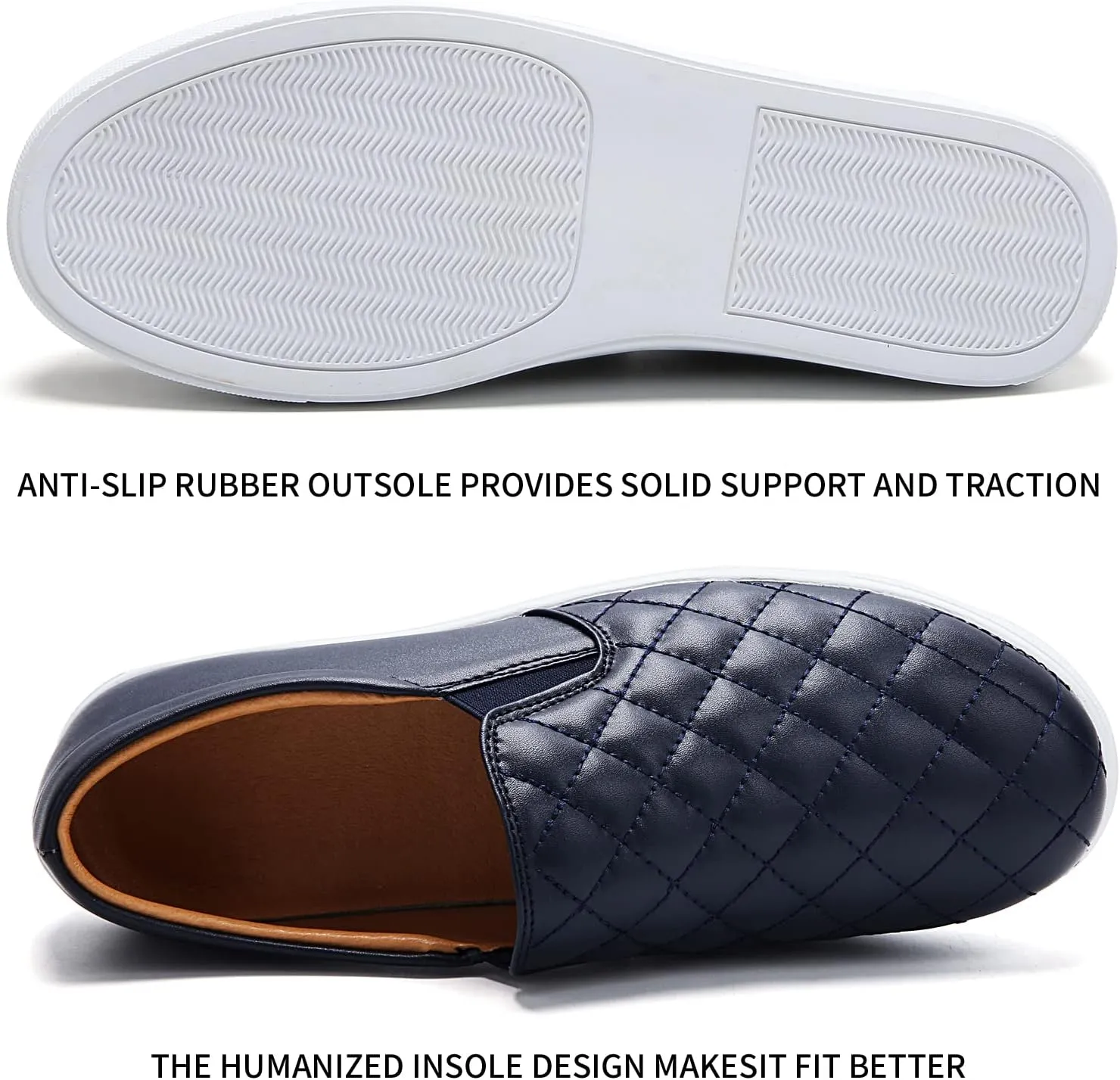 VOCNTVY Womens Loafers Comfort Casual Quilted Leather Slip On Sneakers
