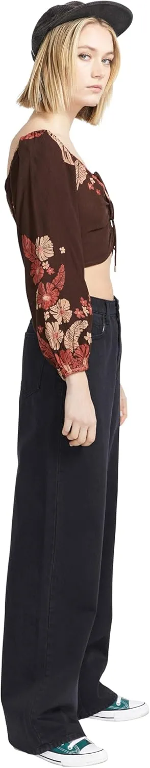 Volcom Women's Stoned Boyfriend Baggy Fit High Rise Denim Jean Pants