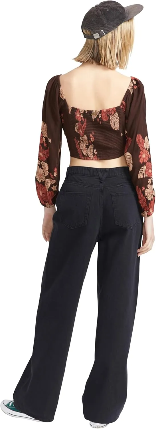 Volcom Women's Stoned Boyfriend Baggy Fit High Rise Denim Jean Pants