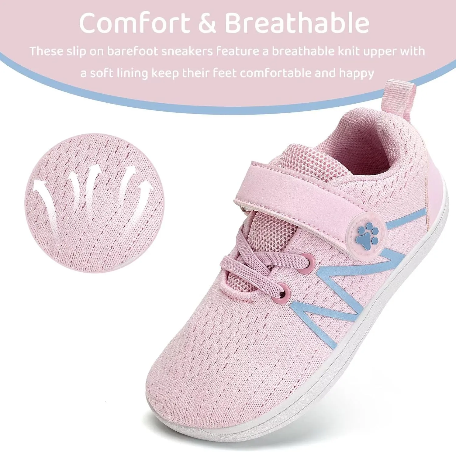 WateLves Toddler Shoes Little Kids Boys Girls Wide Barefoot Shoes Minimalist Walking Sneakers Breathable Lightweight Fit Naturally Zero Drop Sole