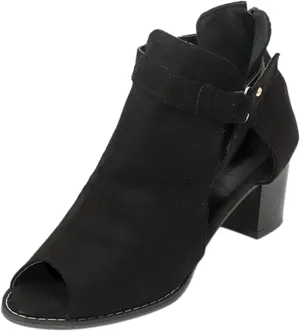Wedge Dress Shoes for Women Back Zipper Chunky Heels Peep Toe Ankle Booties Dressy Short Heels Block Heel Sandals