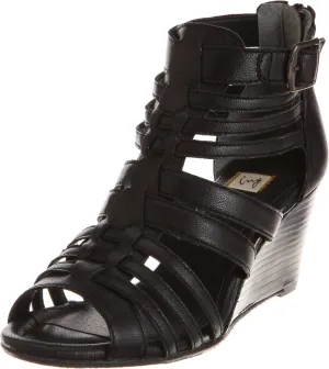 Wedge Gladiator Sandals, Black, 26.0 cm