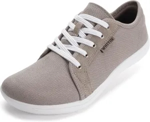 WHITIN Women's Canvas/Leather Barefoot Shoes | Wide Width Minimalist Sneakers | Classic Fit Low Top