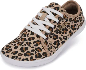 WHITIN Women's Canvas/Leather Barefoot Shoes | Wide Width Minimalist Sneakers | Classic Fit Low Top
