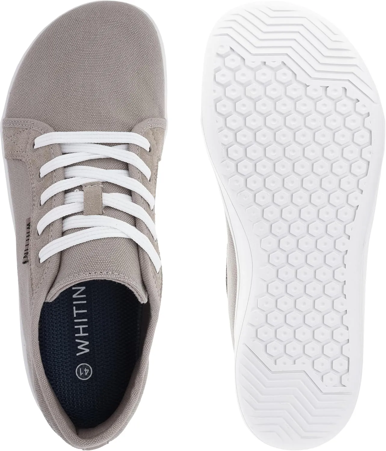 WHITIN Women's Canvas/Leather Barefoot Shoes | Wide Width Minimalist Sneakers | Classic Fit Low Top